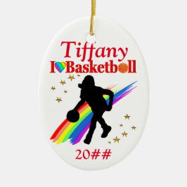 DE CERÂMICA FESTIVE EU AMO O ORNAMENTO PERSONALIZADO BASQUETEB