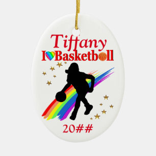 DE CERÂMICA FESTIVE EU AMO O ORNAMENTO PERSONALIZADO BASQUETEB