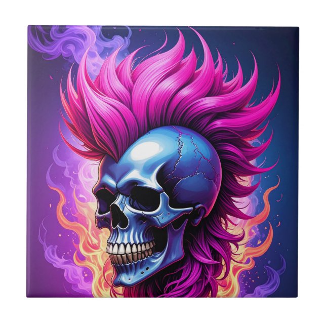 De Cerâmica Flaming Punk Azulejo Cerâmico (Frente)