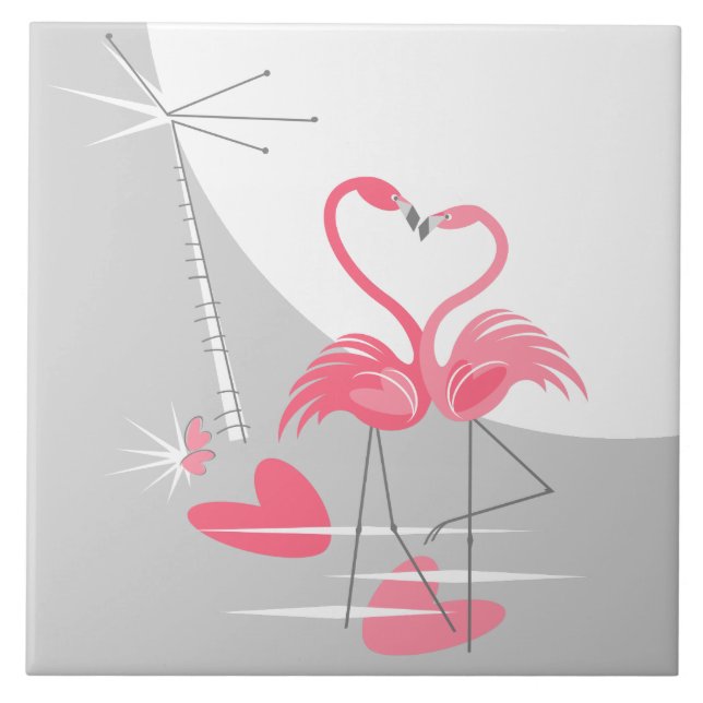 De Cerâmica Flamingo Love Large Moon azulejo (Frente)