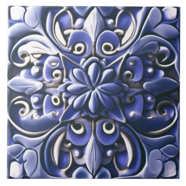De Cerâmica Flor Botânica Alivio Azulejo Azulejo Azul (Frente)