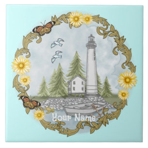 De Cerâmica Floral Alabama Lighthouse azulejo