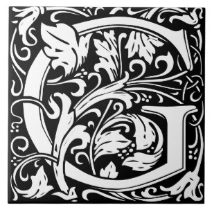 De Cerâmica Floral alfabet Monograma - Letra G Azulejo