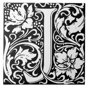 De Cerâmica Floral alfabet Monograma - Letra J Azulejo