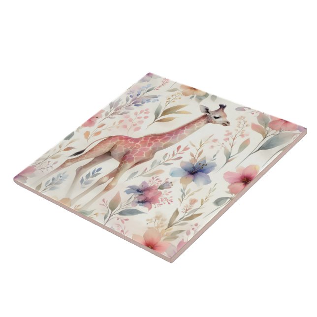 De Cerâmica Floral Giraffe Wall Azulejo (Lateral)