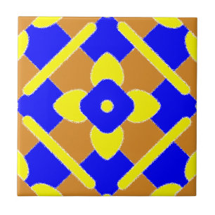 De Cerâmica Floral Laranja Azul E Azulejo Amarelo Espanhol