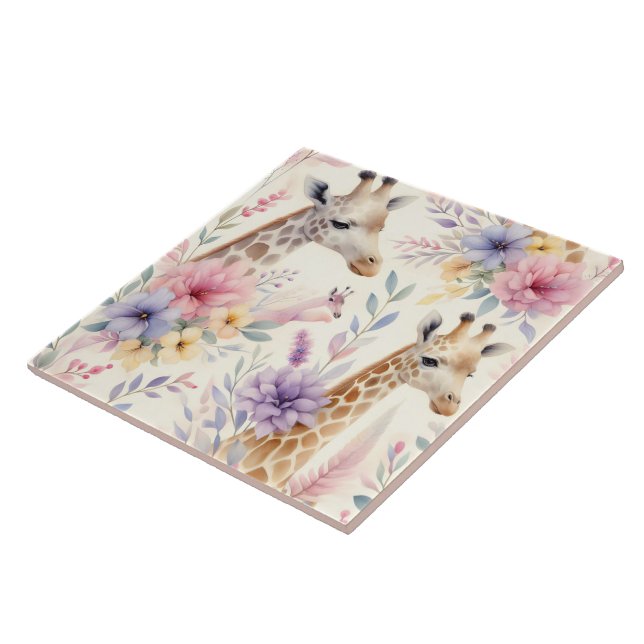 De Cerâmica Floral Vivid Giraffe Azulejo (Lateral)