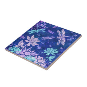 De Cerâmica Flores Azuis Roxas Dragões Azulejo cerâmico