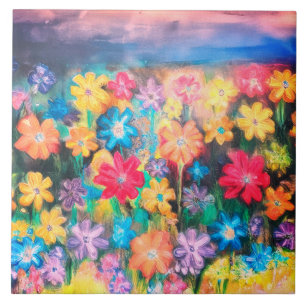De Cerâmica Flores em Pastéis Sangria - Azulejo
