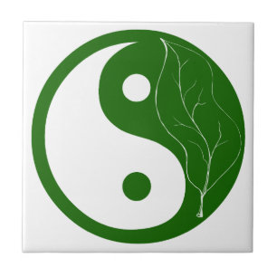 De Cerâmica Folha Verde da Nature Yin Yang Azulejo