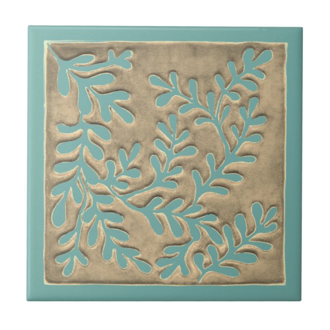 De Cerâmica Folhagem verde e Azulejo cerâmico esticado (Frente)