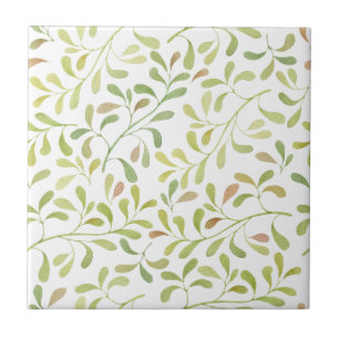 De Cerâmica Folhas Primavera verdes doces sobre Azulejo branco