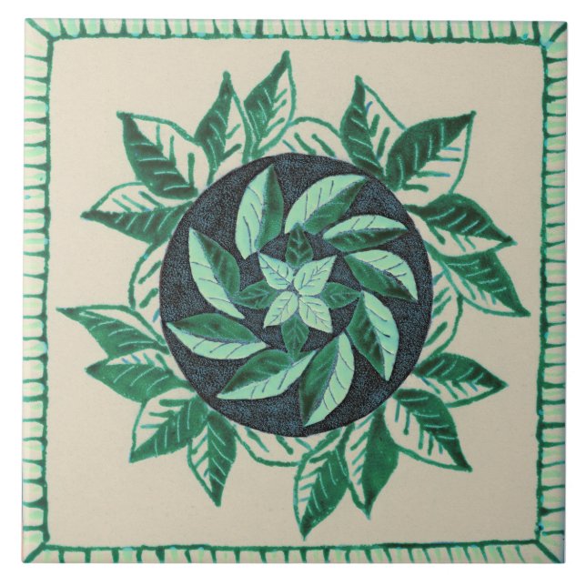 De Cerâmica Folhas verdes Azulejo cerâmico (Frente)