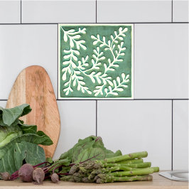 De Cerâmica Folhas verdes e brancas Azulejo cerâmico
