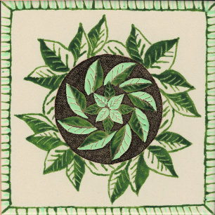 De Cerâmica Folhas verdes e brancas Azulejo cerâmico