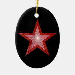 De Cerâmica Forma oval do ornamento Red Star preto