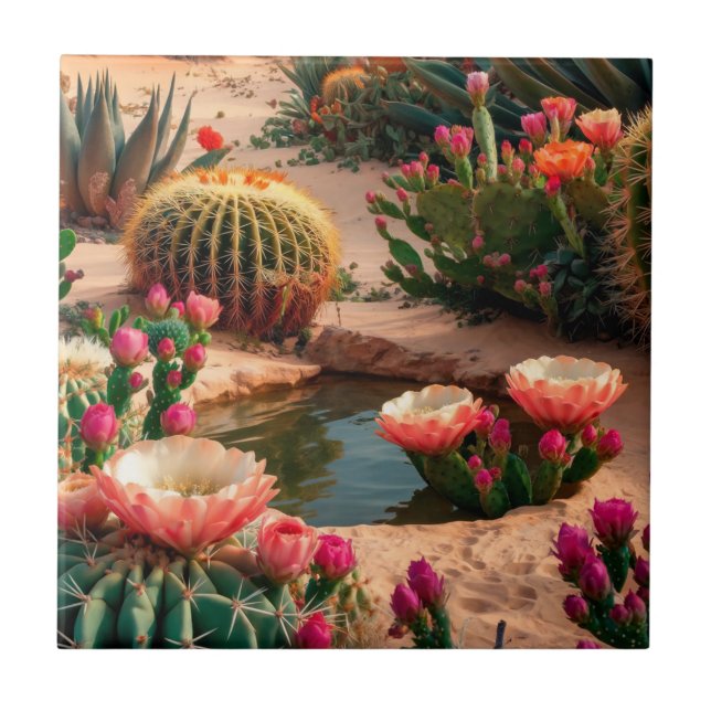 De Cerâmica Foto Digital Desert Oasis Flores Cerâmicas Azulejo (Frente)
