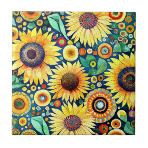 De Cerâmica Funky Sunflower Azulejo