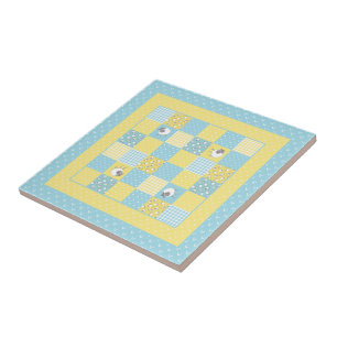 De Cerâmica Galês Divertido Ovelha, Faux Patchwork, Azulejo ce