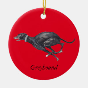 De Cerâmica Galgo preto no ornamento vermelho da arte do cão