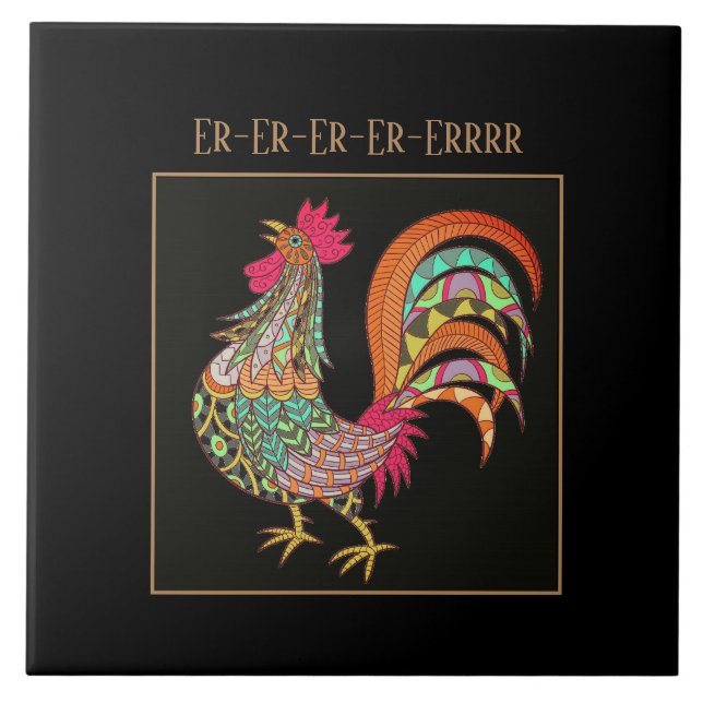 De Cerâmica Galinha Colorida do Azulejo Trivet (Frente)