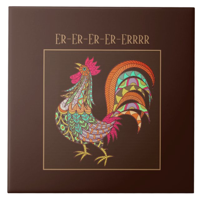 De Cerâmica Galinha Colorida do Azulejo Trivet (Frente)