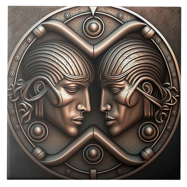 De Cerâmica Gemini Sinal Zodiac Gemini Horoscope Azulejo cerâm (Frente)