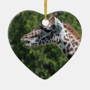 De Cerâmica Girafa que come o ornamento