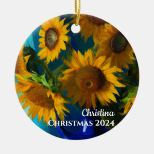 De Cerâmica Girassóis.em um ornamento personalizado do Blue Va
