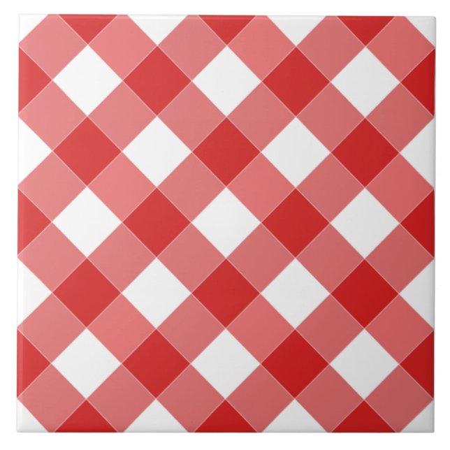 De Cerâmica Grande azulejo Checkered vermelho (Frente)