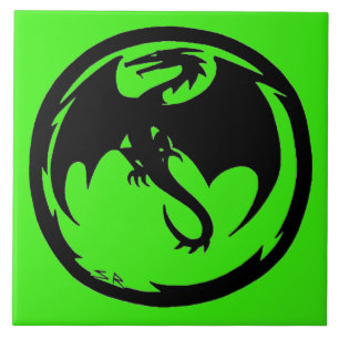 De Cerâmica Grande azulejo Verde do Dragão Negro