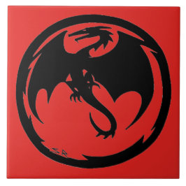 De Cerâmica Grande azulejo Vermelho do Dragão Negro