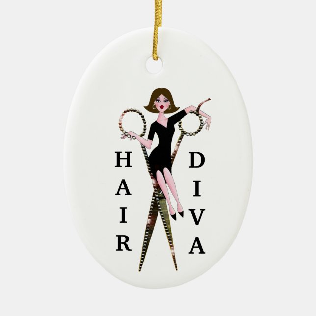 De Cerâmica "Hair Diva" Ornamento cerâmico (Frente)
