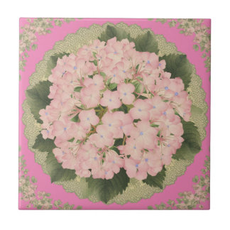 De Cerâmica Hydrangea Blooms Rosa Padrão Floral Azulejo cerâmi