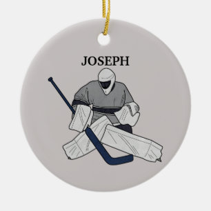 De Cerâmica Ice Hockey Goalie Ilustra Ornamento Cerâmico
