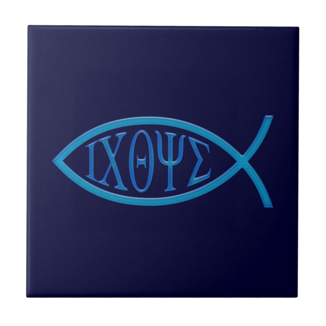 De Cerâmica Ichthus - Christian Fish Symbol - Azulejo (Frente)