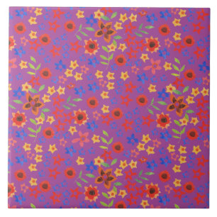 De Cerâmica Impressão Floral Chic Retro no Azulejo Magenta Cer