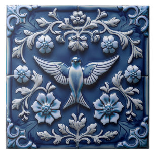 De Cerâmica Índigo Azulejo Azul Português Lisboa pássaro