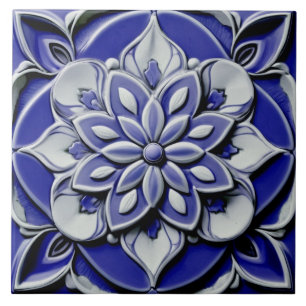 De Cerâmica Indigo Azulejo Blue Flor Alivio Faux Português