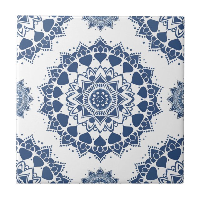 De Cerâmica Indigo Azulejo Blue Mandala Português (Frente)