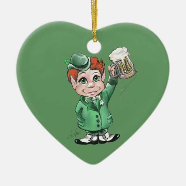 De Cerâmica Irlandês Cheers! Ornamento cardíaco (Frente)