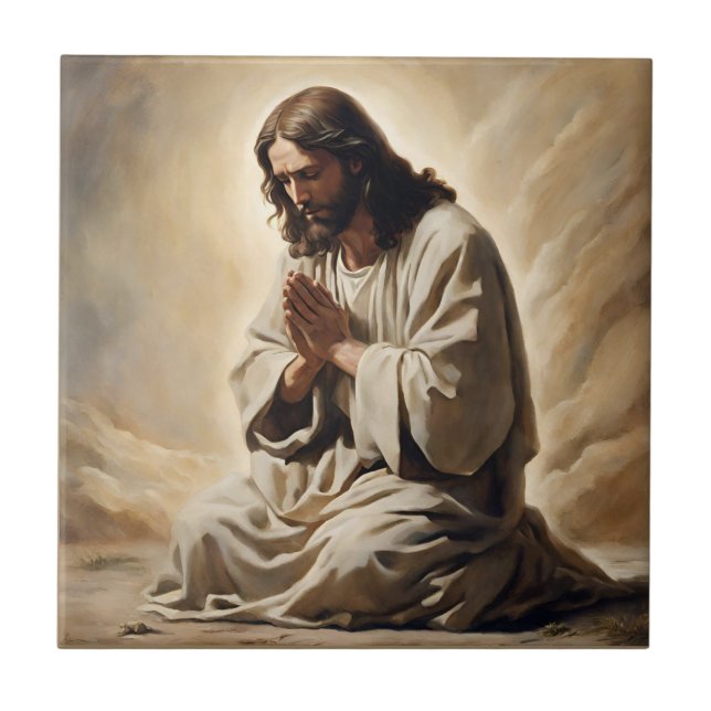 De Cerâmica Jesus Rezando Azulejo cerâmico (Frente)