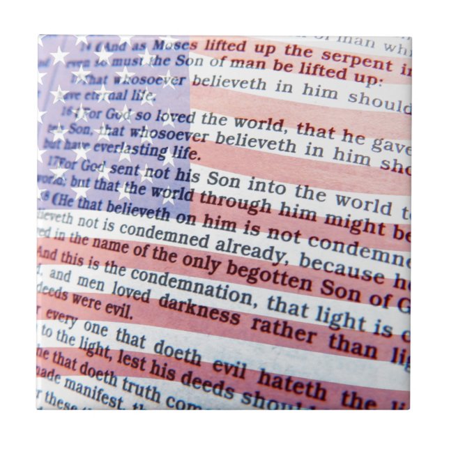 De Cerâmica João 3:16 e azulejo da bandeira americana (Frente)