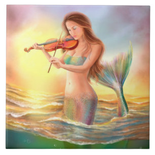 De Cerâmica Jogos da sereia do azulejo no violino
