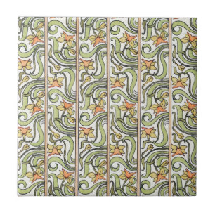 De Cerâmica Jonquil Stripe Green Art Nouveau Azulejo cerâmico