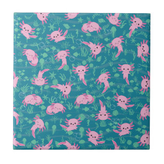 De Cerâmica Kawaii Axolotl no Azulejo cerâmico oceânico