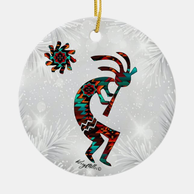 DE CERÂMICA KOKOPELLI JOGANDO O ORNAMENTO CERÂMICO FLUTO (Frente)