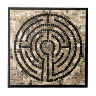 De Cerâmica LABYRINTH V 4.25x4.25 Azulejo cerâmico - Preto