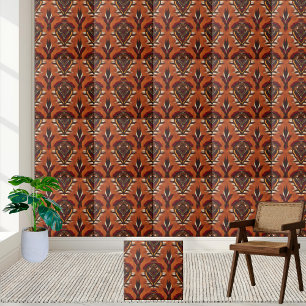 De Cerâmica Laranja queimado e Azulejo africano simétrico verm