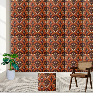 De Cerâmica Laranja queimado e Azulejo africano simétrico verm